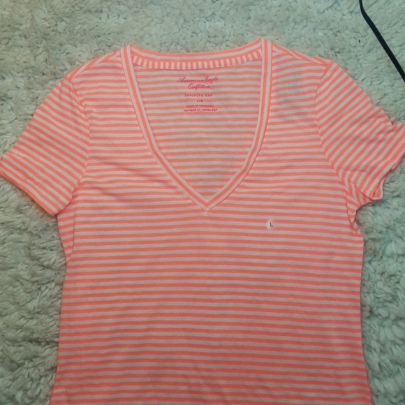 AMERICAN EAGLE NEON STRIPED FAVORITE TEE SZ L♡ - Picture 5 of 8